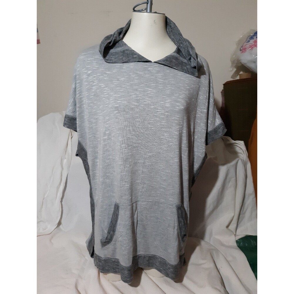 CHRISTOPHER BANKS GREY SLVLSS HOODIE TUNIC SZ XL